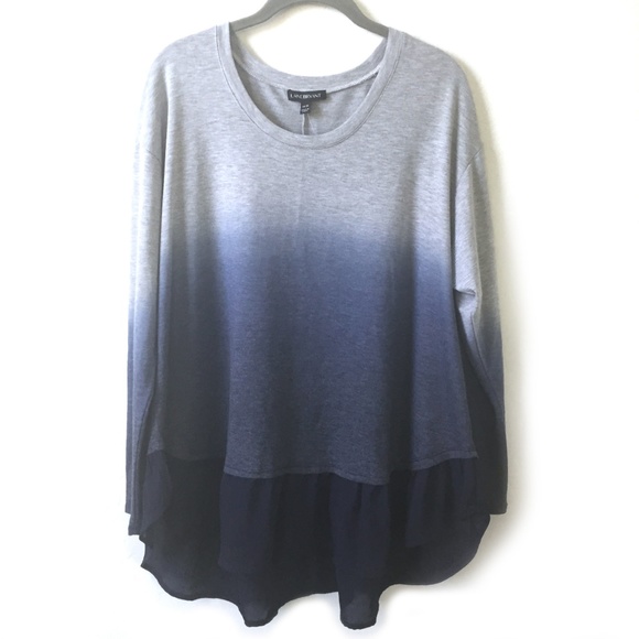 Lane Bryant Tops - Lane Bryant  Grey/ Blue Ombre Dip Dye L/S Top